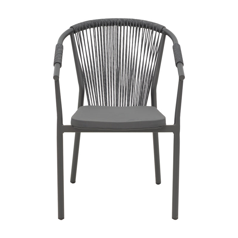 AluminumAluminum armchair Convince pakoworld stackable anthracite frame-textilene-rattan 56x63x82cm