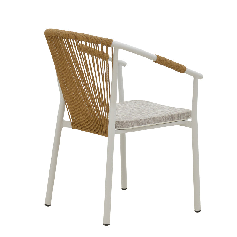 Aluminum armchair Convince pakoworld stackable white frame-textilene natural rattan 56x63x82cm