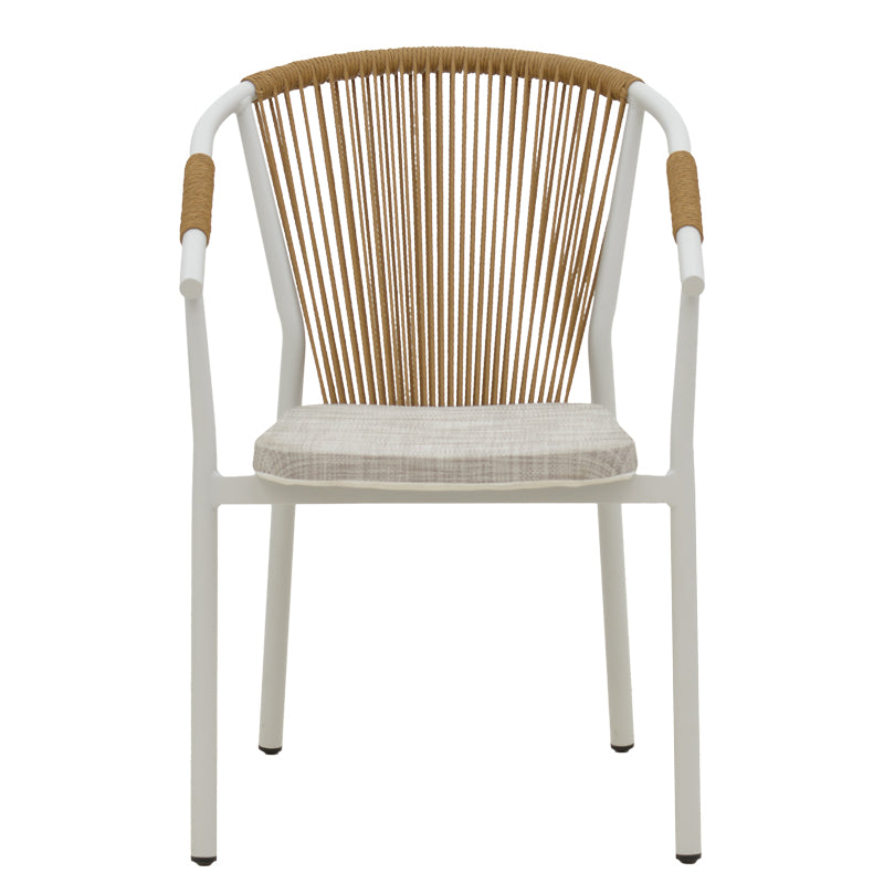 Aluminum armchair Convince pakoworld stackable white frame-textilene natural rattan 56x63x82cm