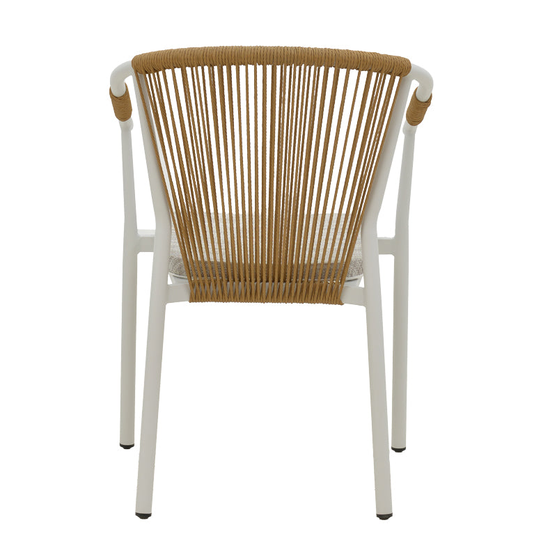 Aluminum armchair Convince pakoworld stackable white frame-textilene natural rattan 56x63x82cm