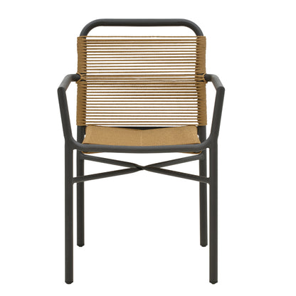 Aluminum armchair Clutch pakoworld stackable anthracite frame-natural rattan 55x56x80cm