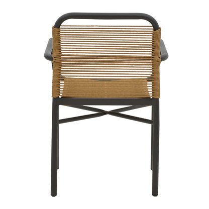 Aluminum armchair Clutch pakoworld stackable anthracite frame-natural rattan 55x56x80cm