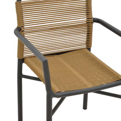 Aluminum armchair Clutch pakoworld stackable anthracite frame-natural rattan 55x56x80cm