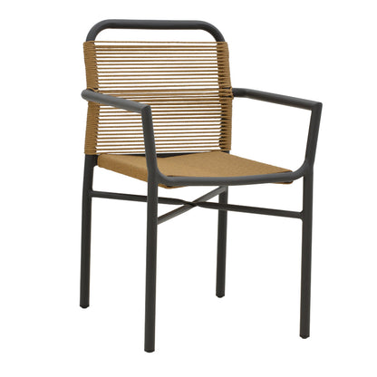 Aluminum armchair Clutch pakoworld stackable anthracite frame-natural rattan 55x56x80cm