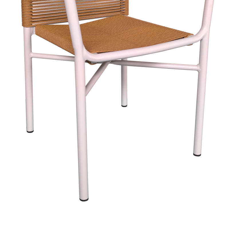 Clutch aluminum armchair pakoworld stackable white frame-natural rattan 55x56x80cm