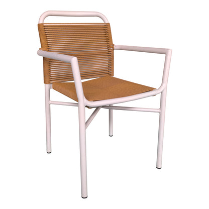 Clutch aluminum armchair pakoworld stackable white frame-natural rattan 55x56x80cm