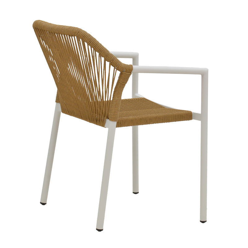 Lush aluminum armchair pakoworld stackable white frame-natural rattan 56x59x80cm