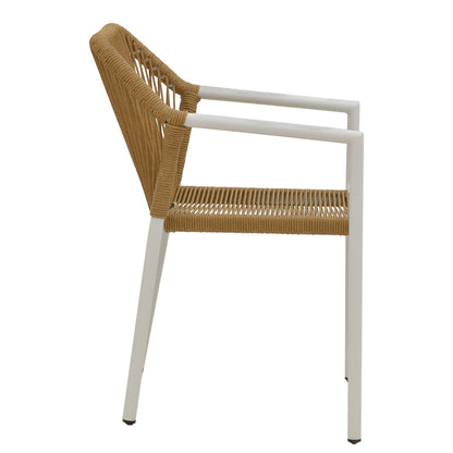 Lush aluminum armchair pakoworld stackable white frame-natural rattan 56x59x80cm