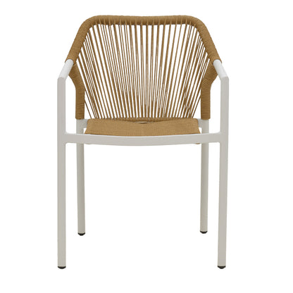 Lush aluminum armchair pakoworld stackable white frame-natural rattan 56x59x80cm