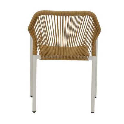 Lush aluminum armchair pakoworld stackable white frame-natural rattan 56x59x80cm