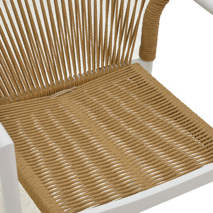 Lush aluminum armchair pakoworld stackable white frame-natural rattan 56x59x80cm