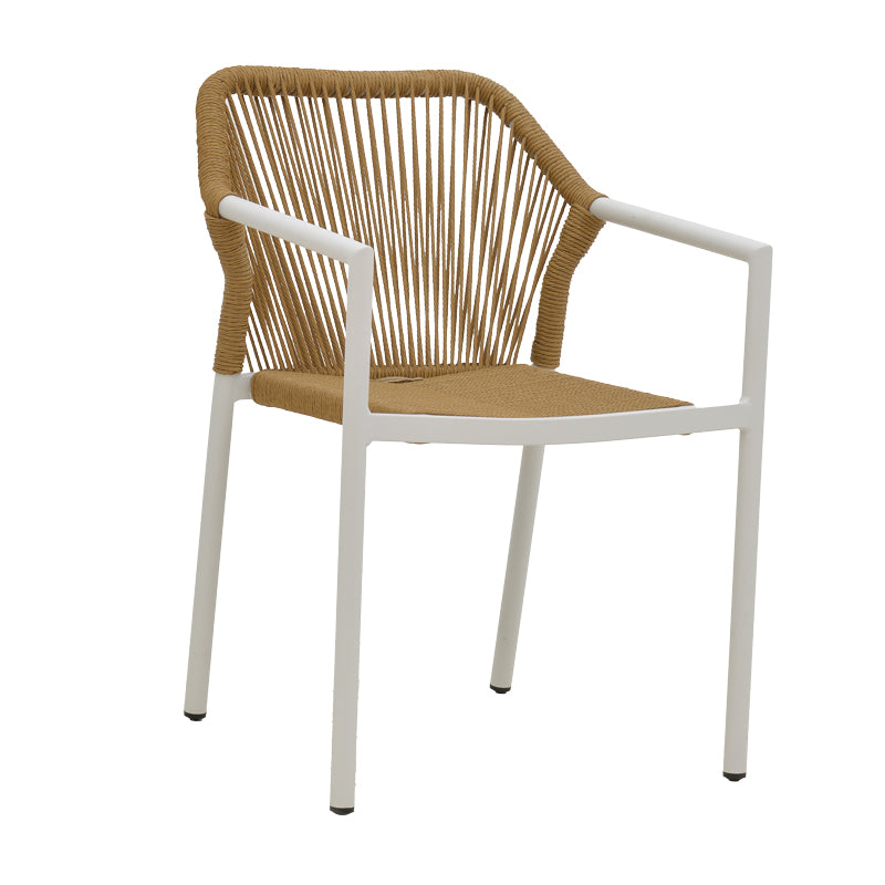 Lush aluminum armchair pakoworld stackable white frame-natural rattan 56x59x80cm