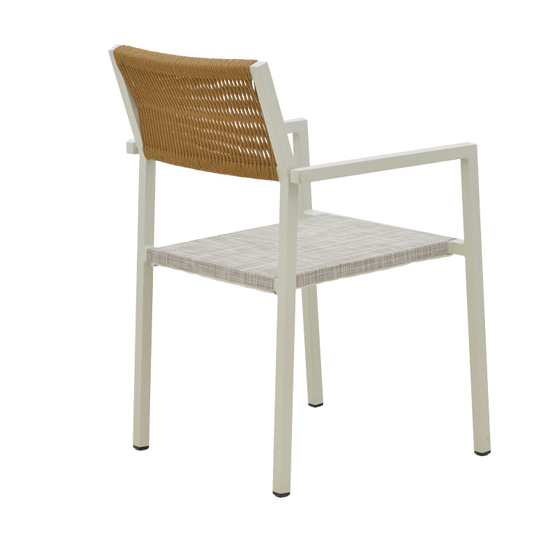 Aluminum armchair Savor pakoworld stackable white frame-textilene natural rattan 55x58x63cm