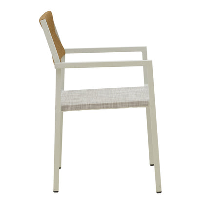 Aluminum armchair Savor pakoworld stackable white frame-textilene natural rattan 55x58x63cm