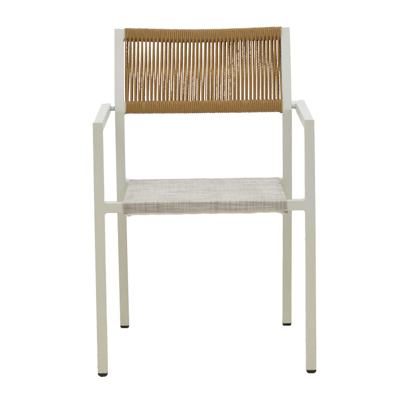 Aluminum armchair Savor pakoworld stackable white frame-textilene natural rattan 55x58x63cm