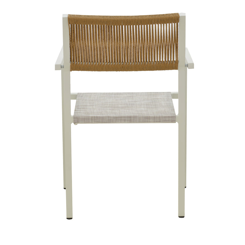 Aluminum armchair Savor pakoworld stackable white frame-textilene natural rattan 55x58x63cm