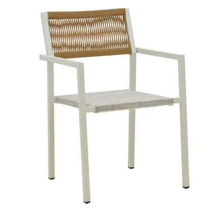 Aluminum armchair Savor pakoworld stackable white frame-textilene natural rattan 55x58x63cm