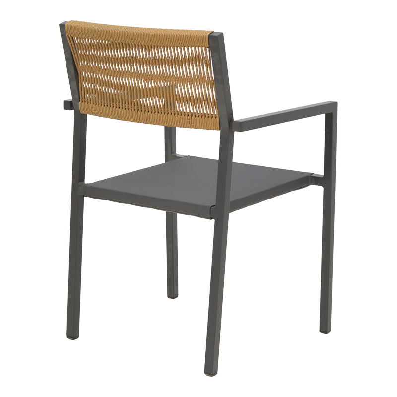 Aluminum armchair Savor pakoworld stackable anthracite frame-textilene natural rattan 55x58x63cm