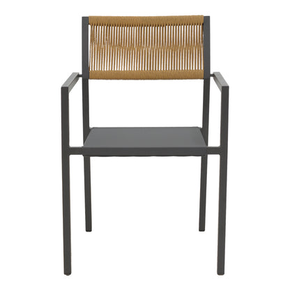 Aluminum armchair Savor pakoworld stackable anthracite frame-textilene natural rattan 55x58x63cm