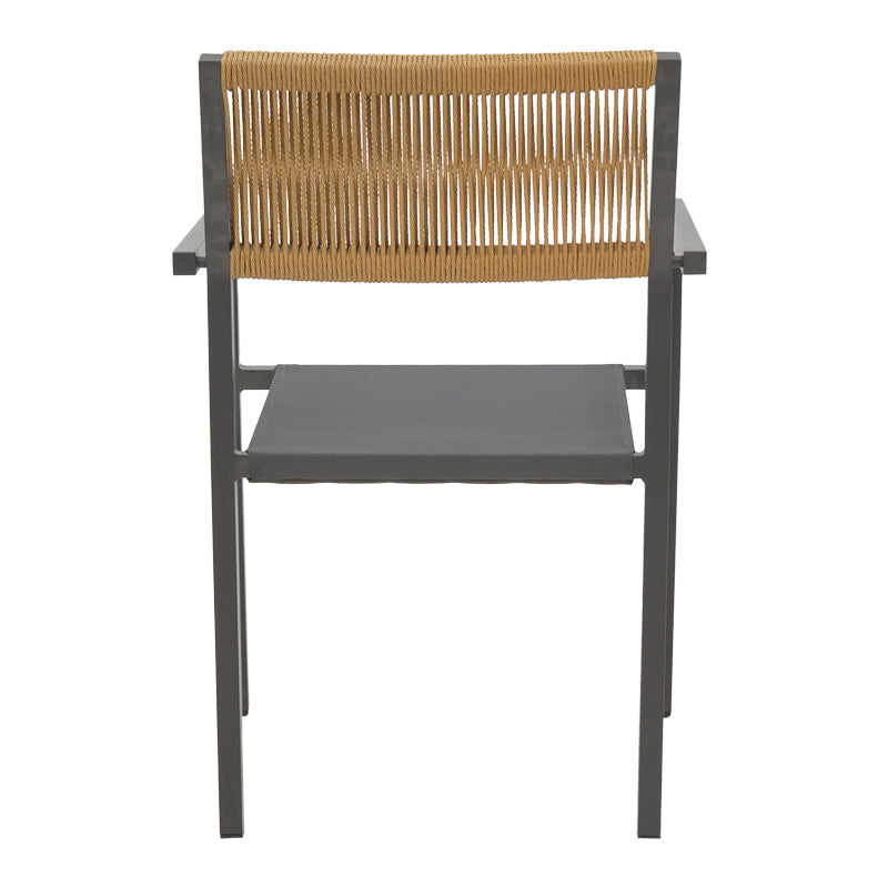 Aluminum armchair Savor pakoworld stackable anthracite frame-textilene natural rattan 55x58x63cm