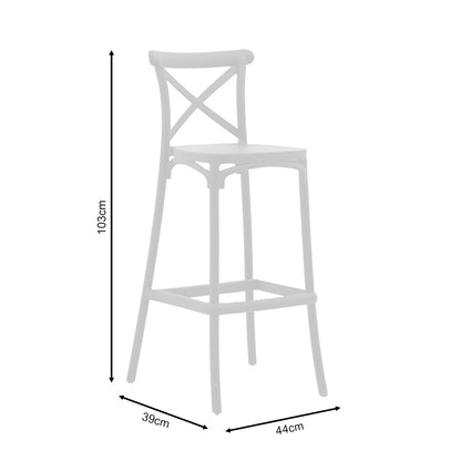 Bar stool Crossie pakoworld pp white 44x44x113cm