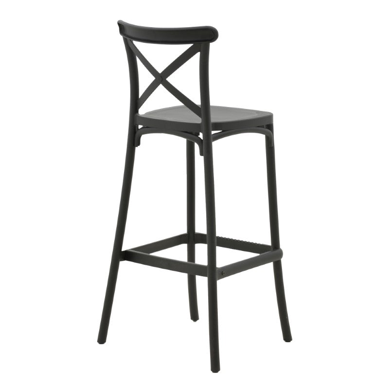 Bar stool Crossie pakoworld pp black 44x44x113cm