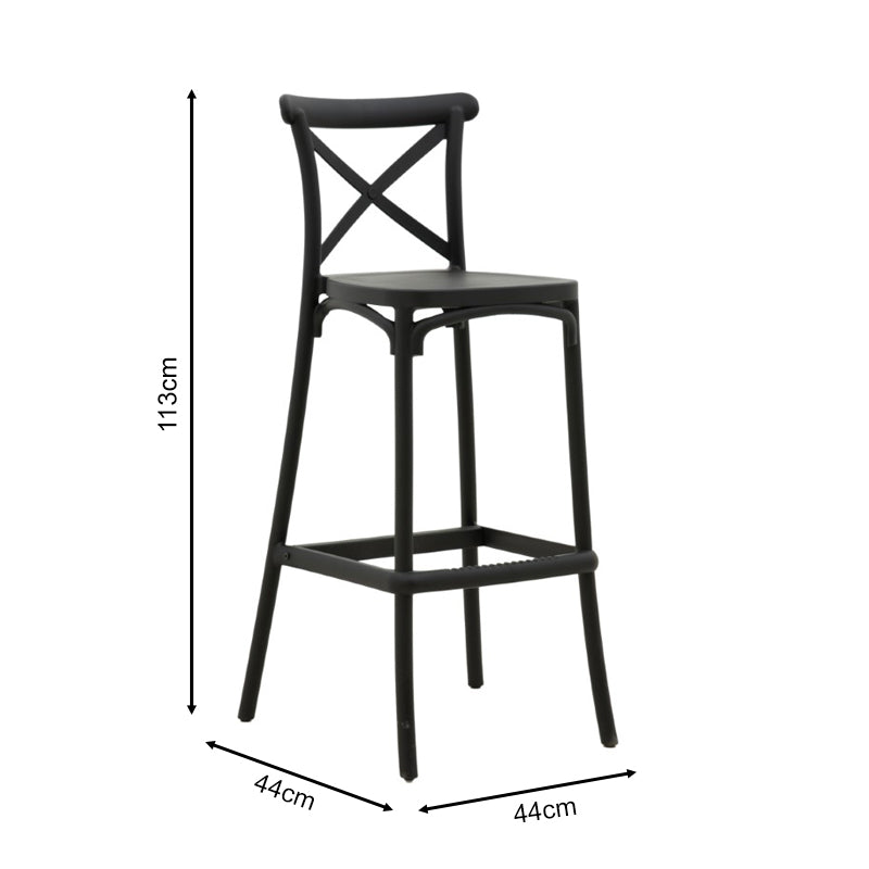 Bar stool Crossie pakoworld pp black 44x44x113cm