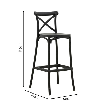 Bar stool Crossie pakoworld pp black 44x44x113cm