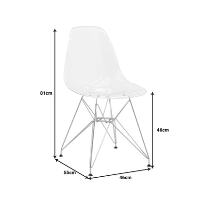 Chair Adelle pakoworld PP pet clear-inox leg 46x55x81cm