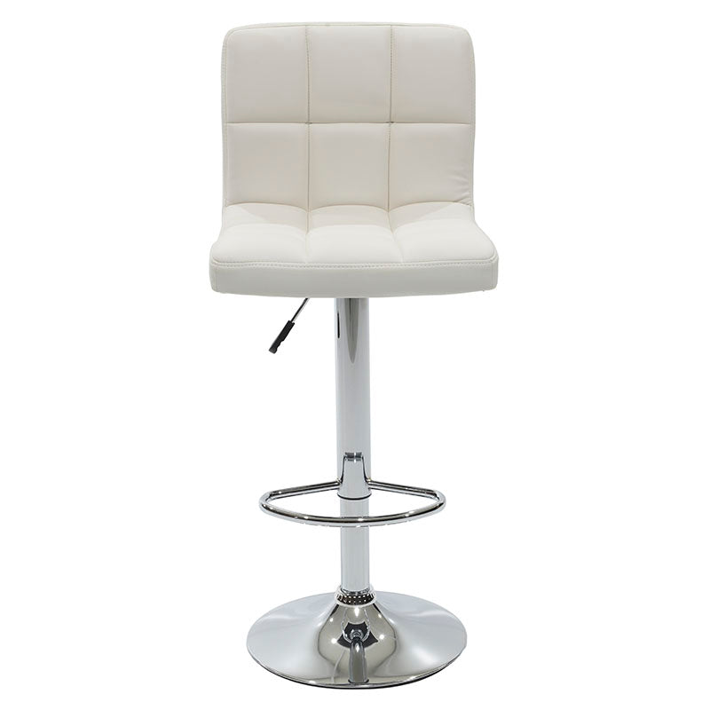 Bar stool Remina pakoworld height adjustable white pu-chrome base 44x44x112cm