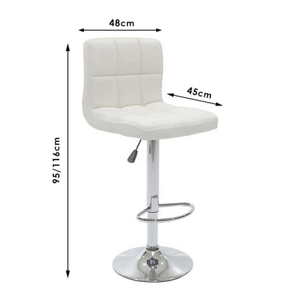 Bar stool Remina pakoworld height adjustable white pu-chrome base 44x44x112cm