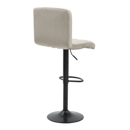 Bar stool Remina height adjustable grey beige velvet-black matt base 44x44x112cm