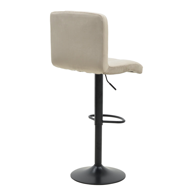 Bar stool Remina pakoworld height adjustable beige velvet-black matt base 44x44x112cm