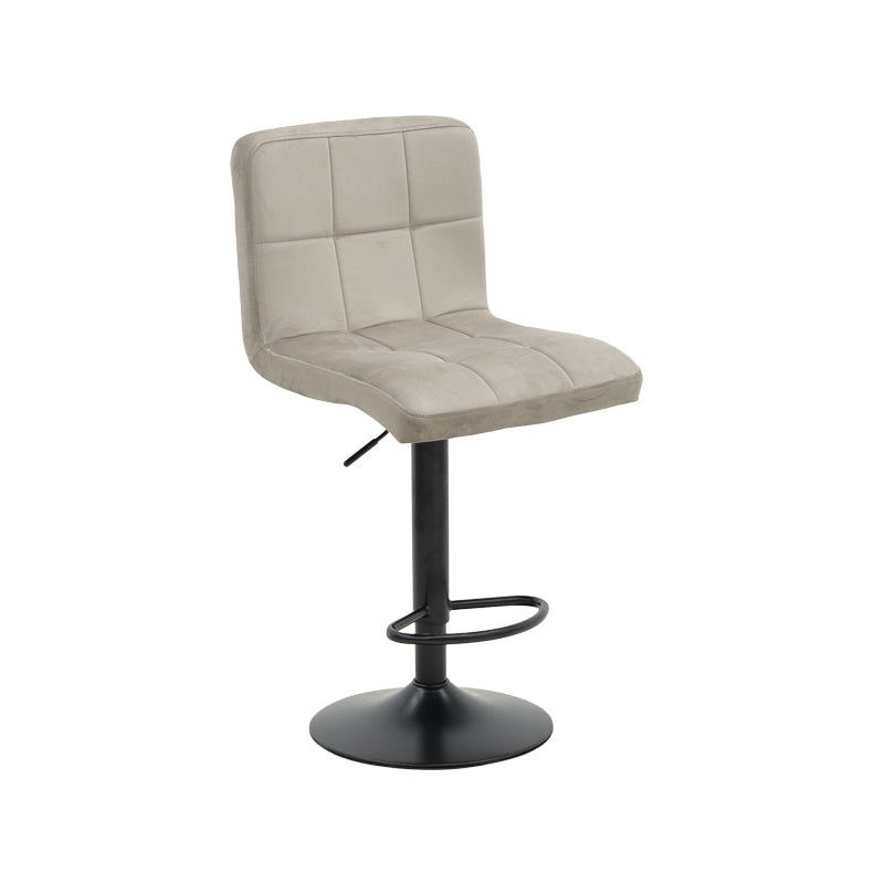 Bar stool Remina height adjustable grey beige velvet-black matt base 44x44x112cm