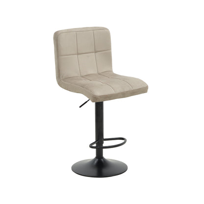 Bar stool Remina pakoworld height adjustable beige velvet-black matt base 44x44x112cm