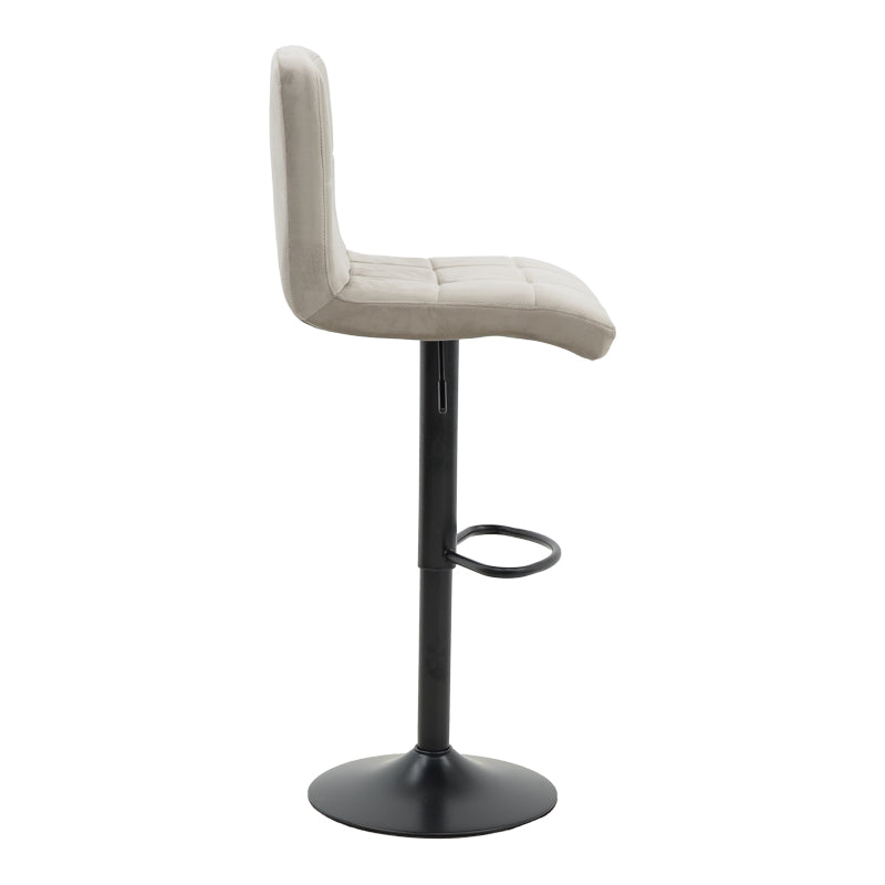 Bar stool Remina height adjustable grey beige velvet-black matt base 44x44x112cm
