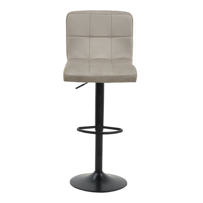 Bar stool Remina height adjustable grey beige velvet-black matt base 44x44x112cm