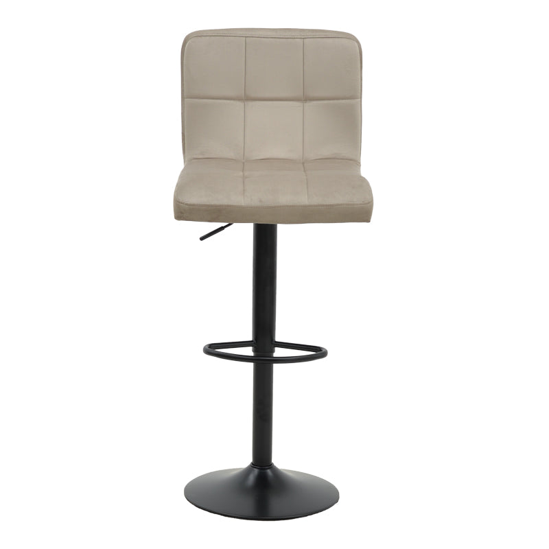 Bar stool Remina pakoworld height adjustable beige velvet-black matt base 44x44x112cm