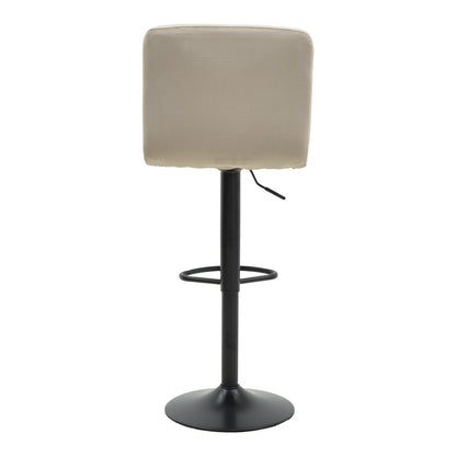 Bar stool Remina pakoworld height adjustable beige velvet-black matt base 44x44x112cm