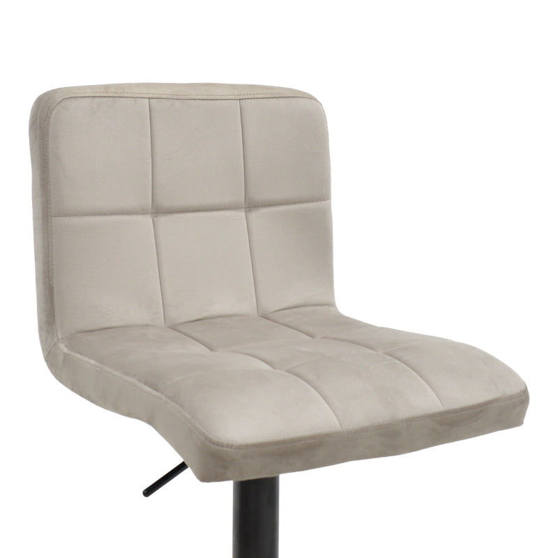 Bar stool Remina height adjustable grey beige velvet-black matt base 44x44x112cm