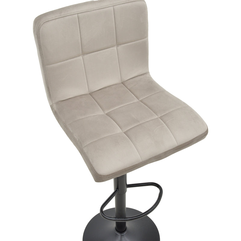 Bar stool Remina height adjustable grey beige velvet-black matt base 44x44x112cm