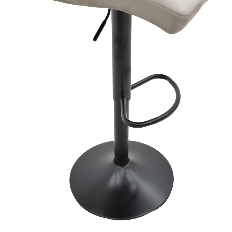 Bar stool Remina height adjustable grey beige velvet-black matt base 44x44x112cm