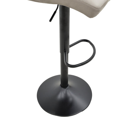 Bar stool Remina height adjustable grey beige velvet-black matt base 44x44x112cm