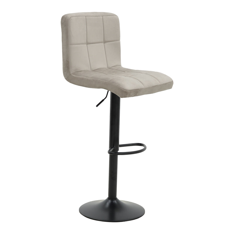 Bar stool Remina height adjustable grey beige velvet-black matt base 44x44x112cm