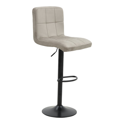 Bar stool Remina height adjustable grey beige velvet-black matt base 44x44x112cm