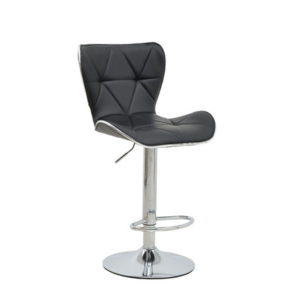 Bar stool Jorine pakoworld height adjustable black pu-chrome base 53x44x114cm