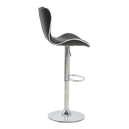 Bar stool Jorine pakoworld height adjustable black pu-chrome base 53x44x114cm