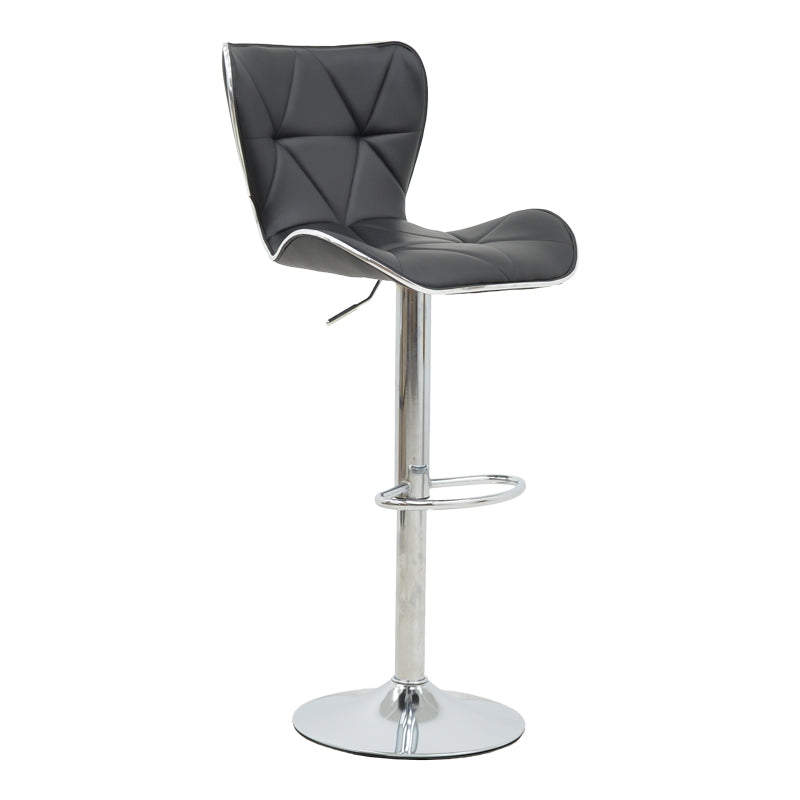 Bar stool Jorine pakoworld height adjustable black pu-chrome base 53x44x114cm