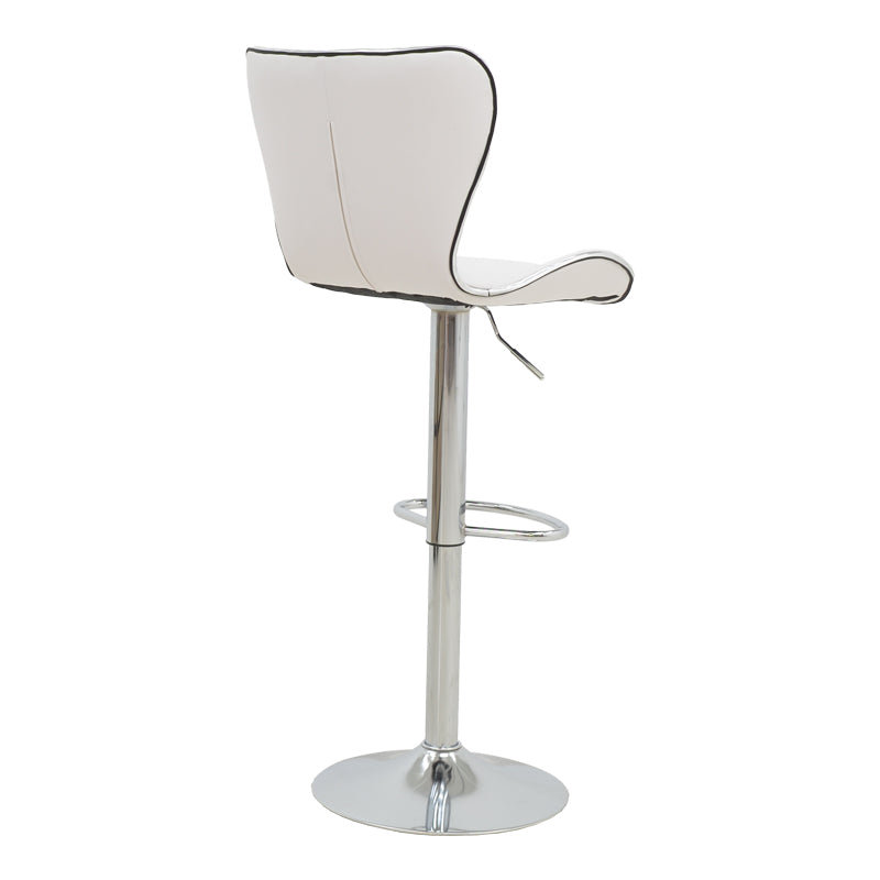 Bar stool Jorine pakoworld height adjustable white pu-chrome base 53x44x114cm