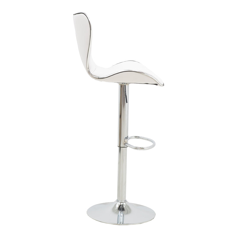 Bar stool Jorine pakoworld height adjustable white pu-chrome base 53x44x114cm